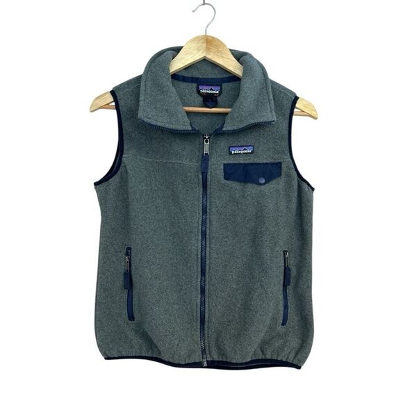 Patagonia Women’s Synchilla Snap-T Vest in Nickel Gray & Navy Blue, Size Small - Picture 6 of 11